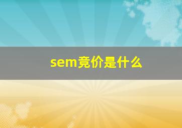 sem竞价是什么