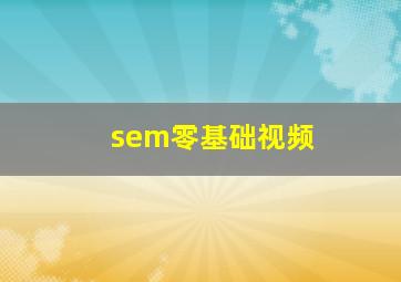 sem零基础视频