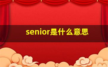 senior是什么意思