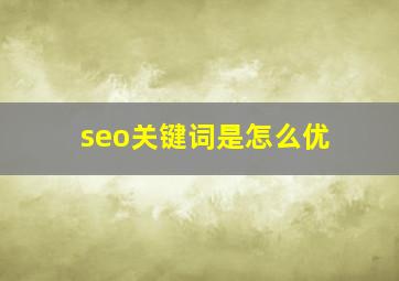 seo关键词是怎么优