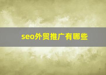 seo外贸推广有哪些
