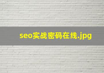 seo实战密码在线