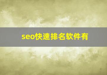 seo快速排名软件有