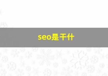seo是干什