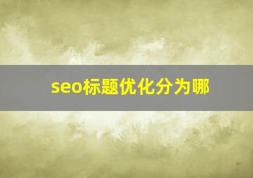 seo标题优化分为哪