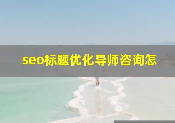 seo标题优化导师咨询怎