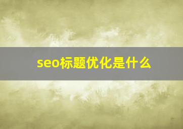seo标题优化是什么