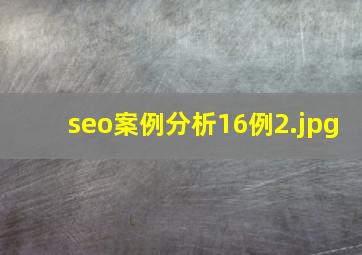 seo案例分析16例