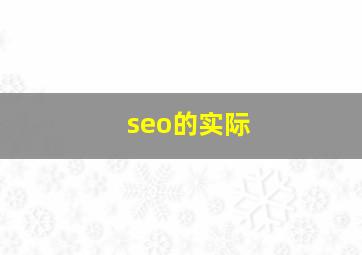 seo的实际