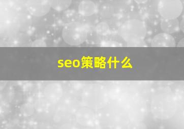 seo策略什么