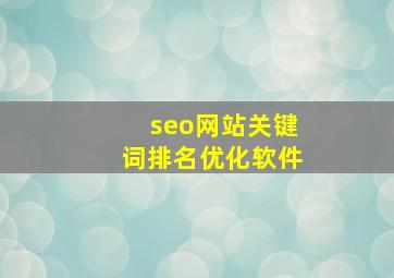 seo网站关键词排名优化软件