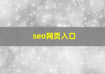 seo网页入口