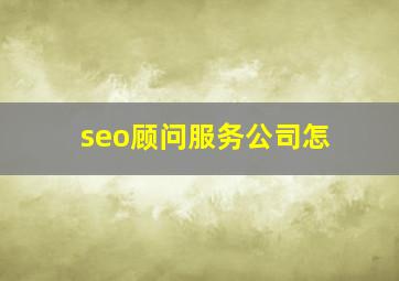 seo顾问服务公司怎