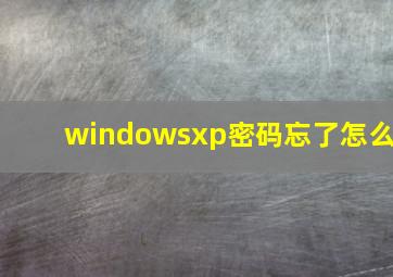 windowsxp密码忘了怎么