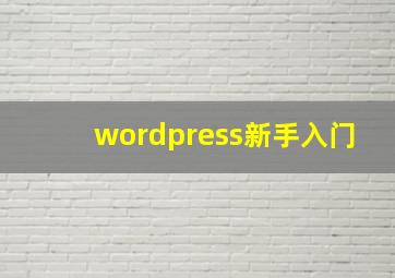 wordpress新手入门